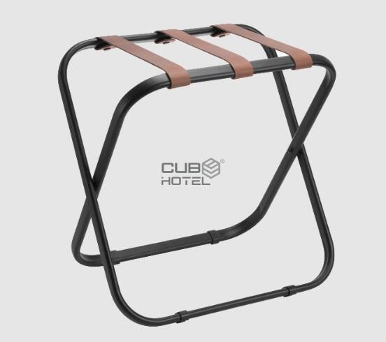 Soporte Maletas Acero Negro Cinta Piel